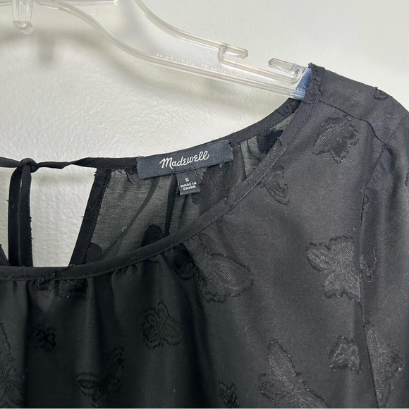 Madewell Black Butterfly Jacquard Ruffle Blouse - Picture 3 of 8